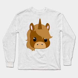 kawaii brown unicorn Long Sleeve T-Shirt